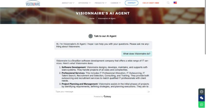 Visionnaire - Caso de Sucesso - Ai Agent